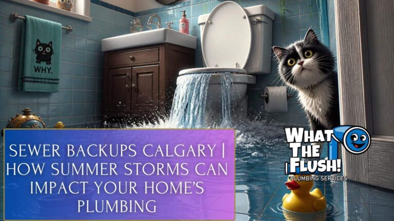 Plumber inspecting a home's sewer drain after a Calgary summer storm